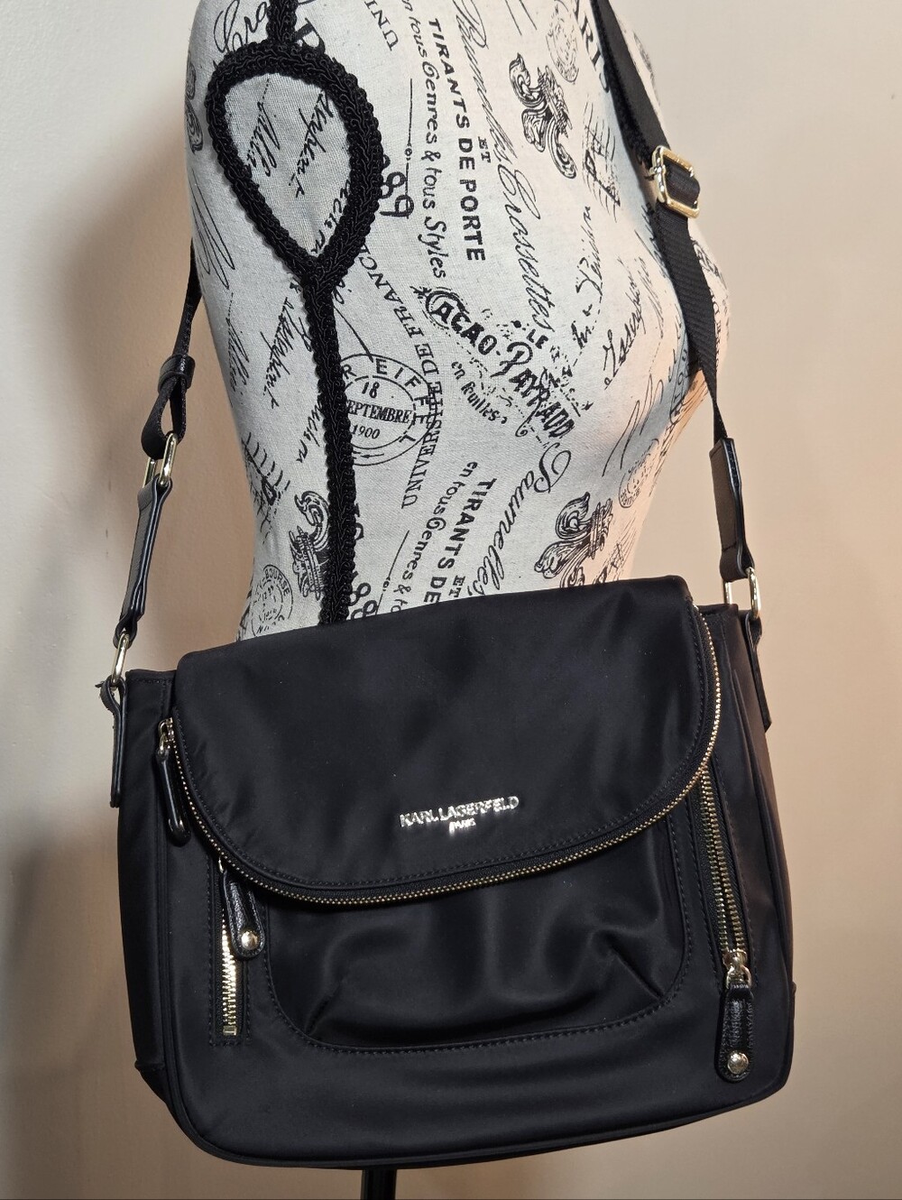 Karl Lagerfeld Paris Cara Nylon Flap Crossbody NWOT